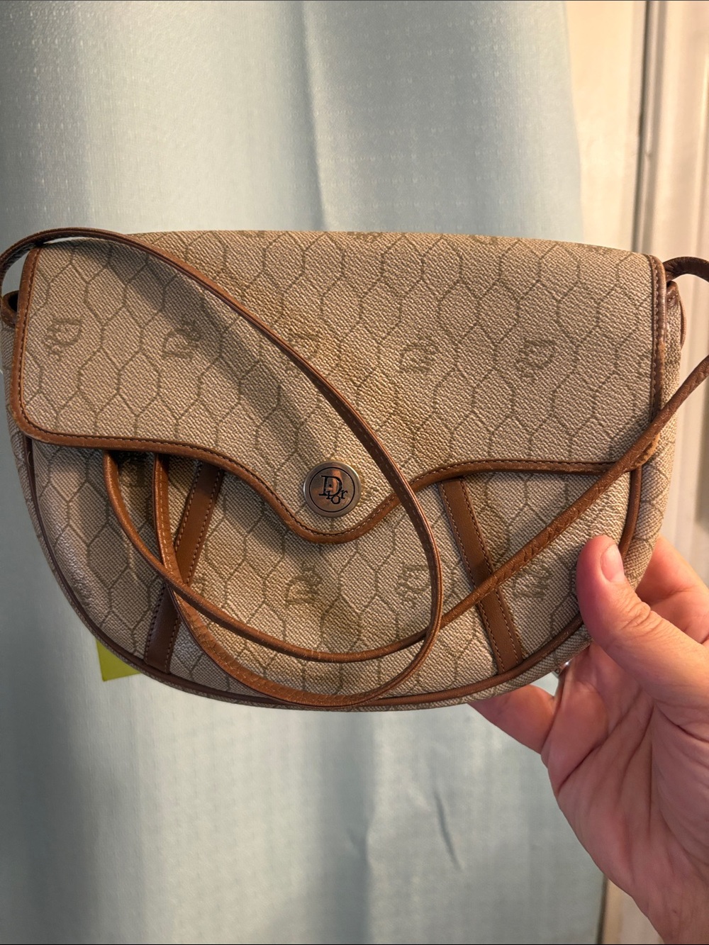 Dior Beige Monogram Crossbody with Brown Trim